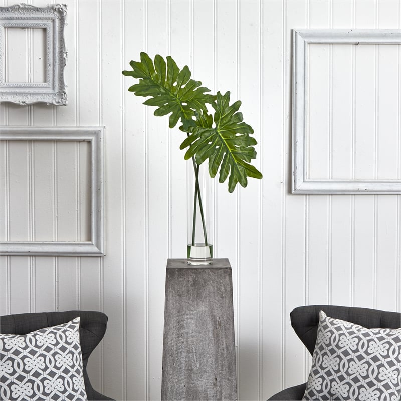 Nearly Natural Selloum Artificial Plant in Cylinder Glass in Green