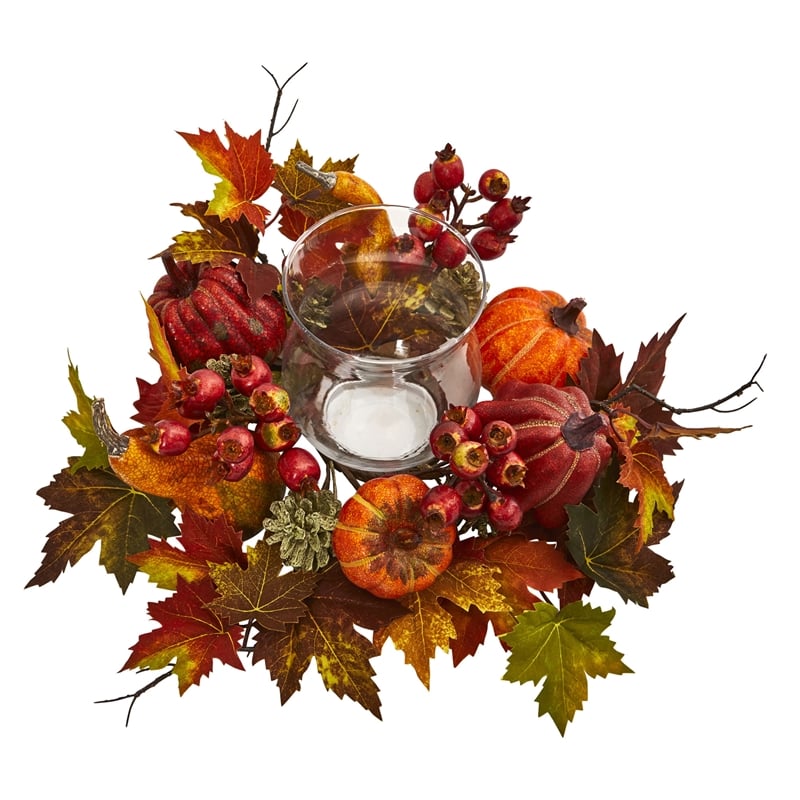 Nearly Natural Pumpkin Gourd Berry and Maple Leaf Artificial Arrangement