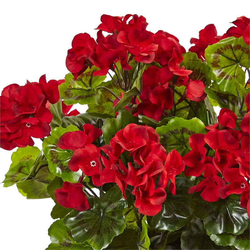 Nearly Natural Geranium Silk Plant in Rectangular Planter UV Resistant