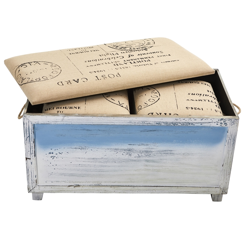 Nearly Natural Ocean Breeze Storage Boxes Bench & Seating Set (Set of 3)