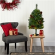Nearly Natural 3ft Montana Mixed Pine Christmas Tree w/Berries 50 Clear LED