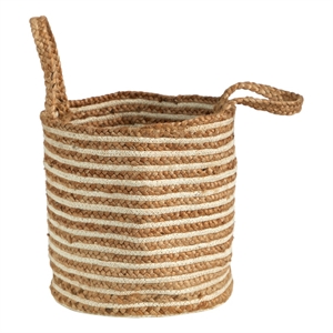 Nearly Natural 14&quot Boho Chic Basket Planter Natural Cotton and Jute Handwoven