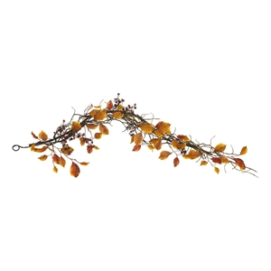 Nearly Natural 4ft Fall Foliage Berries & Twig Artificial Garland in Orange