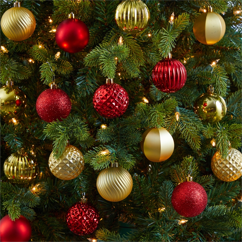 Nearly Natural Holiday Shatterproof 101 Count Christmas Tree Ornament Set