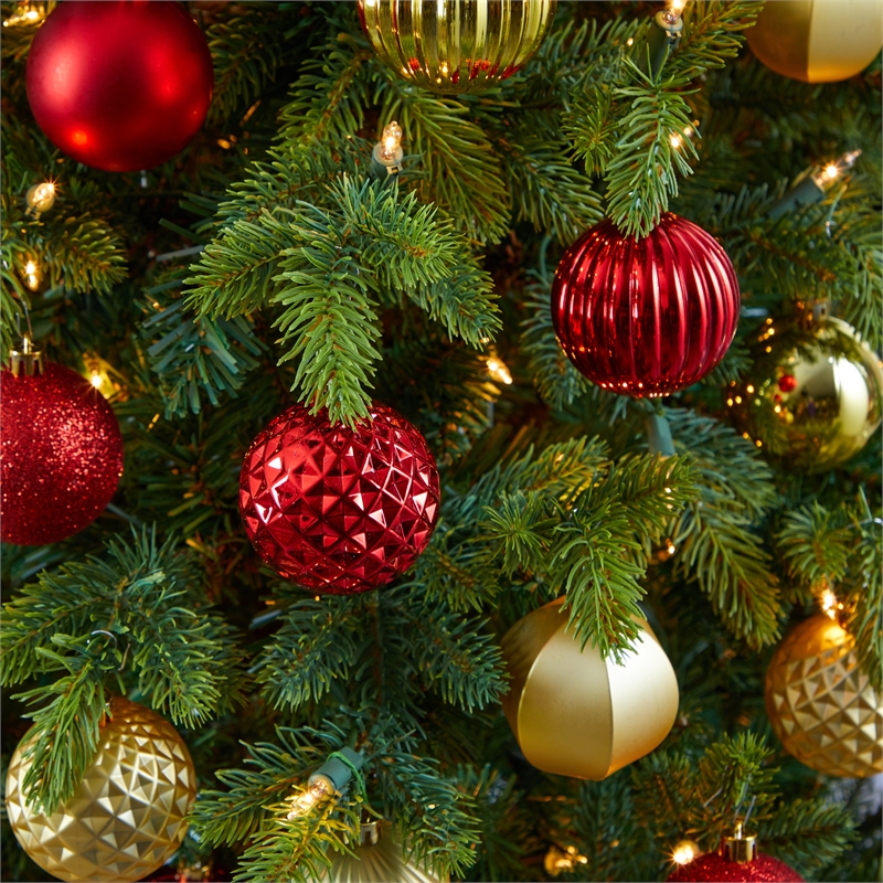 Nearly Natural Holiday Shatterproof 101 Count Christmas Tree Ornament Set