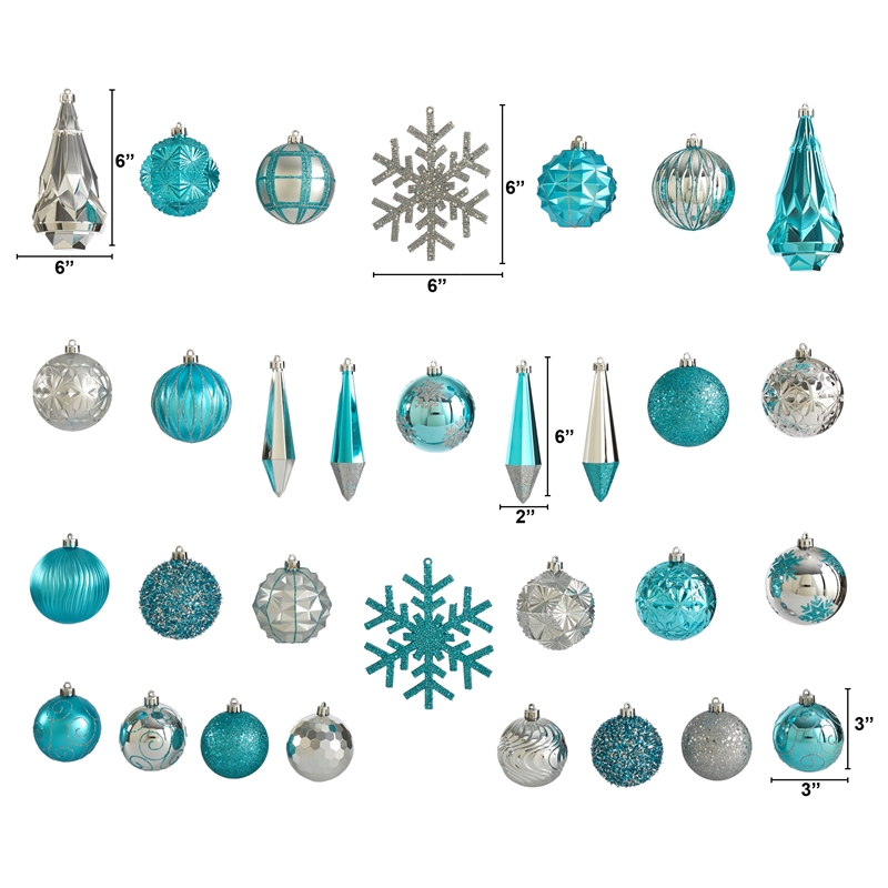 Nearly Natural Holiday Shatterproof 52 Count Christmas Tree Ornament Box Set