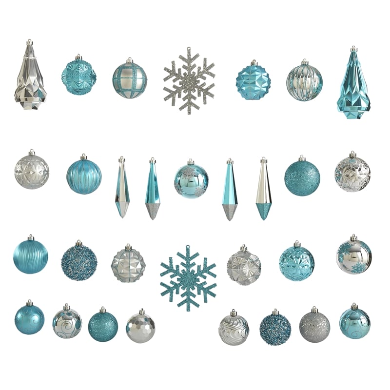 Nearly Natural Holiday Shatterproof 52 Count Christmas Tree Ornament Box Set