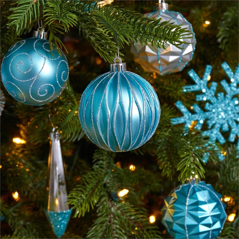 Nearly Natural Holiday Shatterproof 52 Count Christmas Tree Ornament Box Set