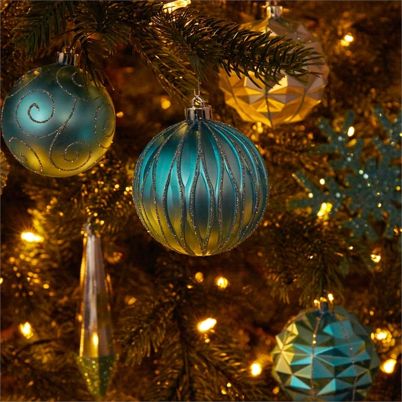Nearly Natural Holiday Shatterproof 52 Count Christmas Tree Ornament Box Set