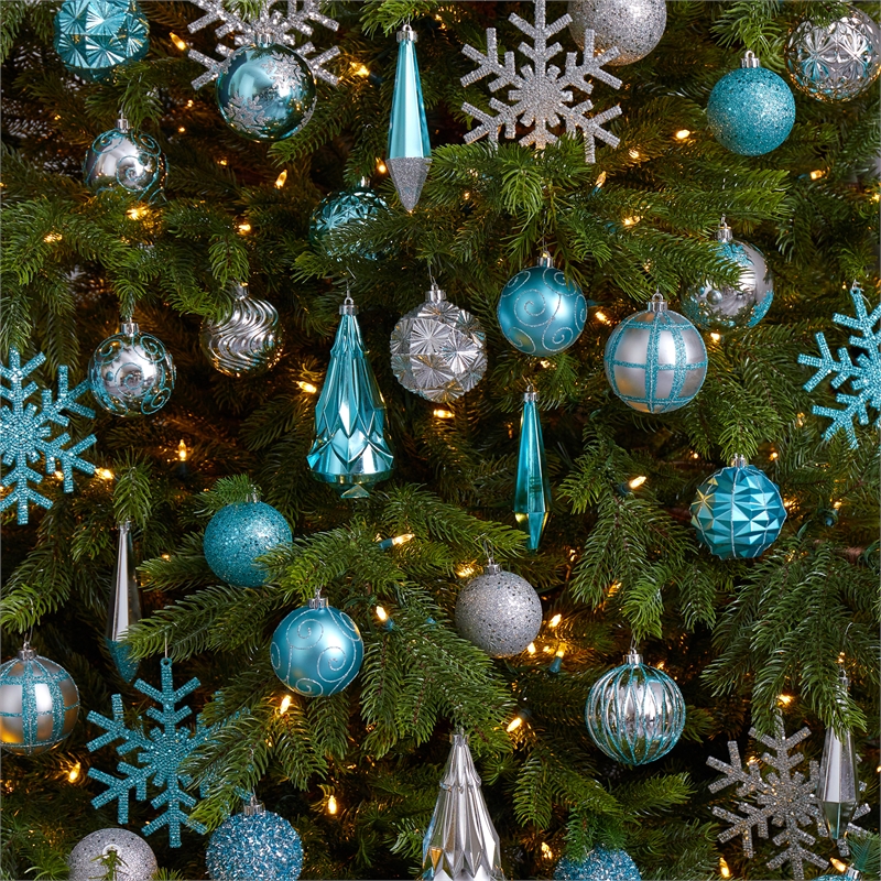 Nearly Natural Holiday Shatterproof 52 Count Christmas Tree Ornament Box Set