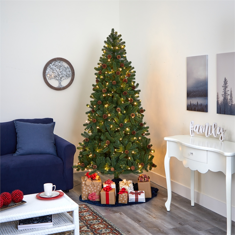 Nearly Natural 7.5ft Rocky Mountain Spruce Christmas Tree w/400 Clear LED