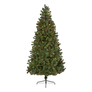 Nearly Natural 7.5ft Rocky Mountain Spruce Christmas Tree w/400 Clear LED