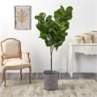 Nearly Natural 6ft Fiddle Leaf Fig Tree in Black/White Jute/Cotton Planter