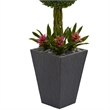 Nearly Natural 5ft Double Boxwood Ball Tree in Slate Planter UV Resistant