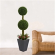 Nearly Natural 5ft Double Boxwood Ball Tree in Slate Planter UV Resistant