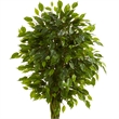 Nearly Natural 5ft Braided Ficus Tree in Slate Planter UV Resistant