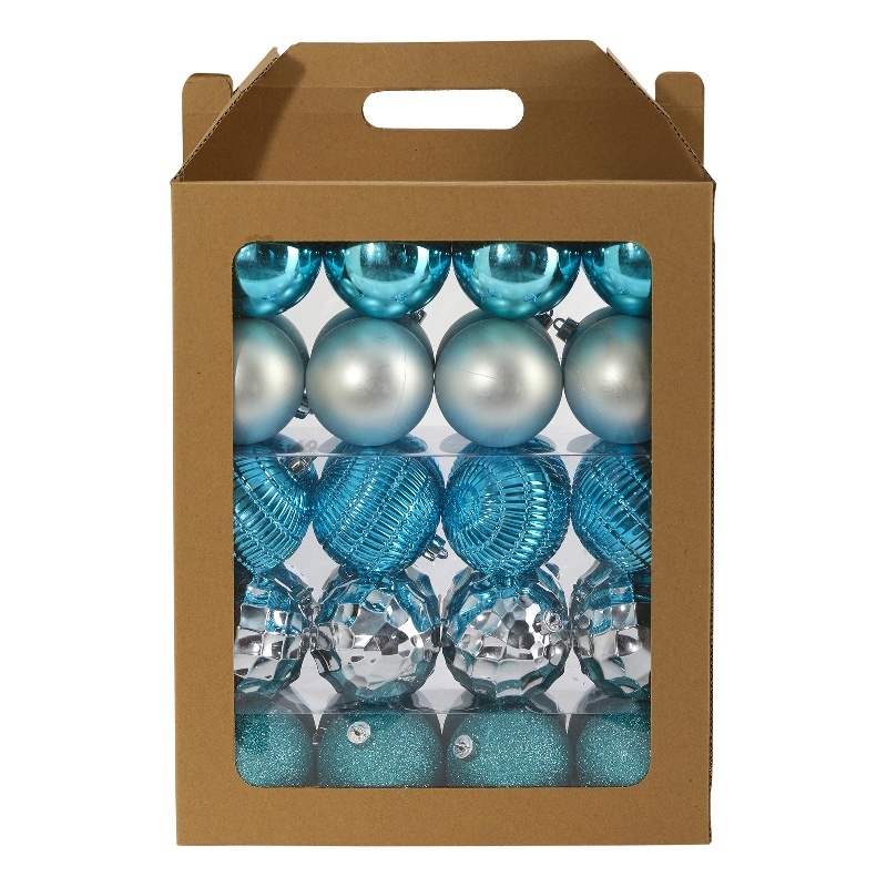 Nearly Natural Holiday Shatterproof 40 Count Christmas Tree Ornament Box Set