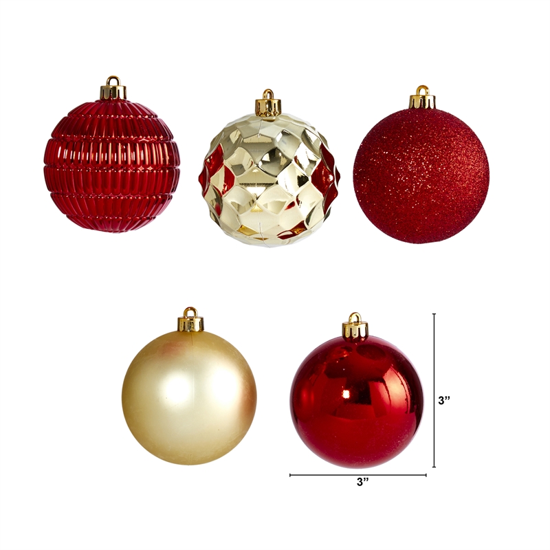 Nearly Natural Holiday Shatterproof 40 Count Christmas Tree Ornament Box Set