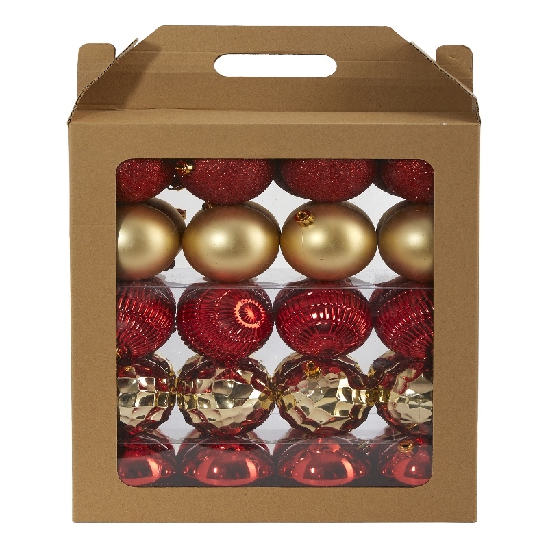 Nearly Natural Holiday Shatterproof 40 Count Christmas Tree Ornament Box Set