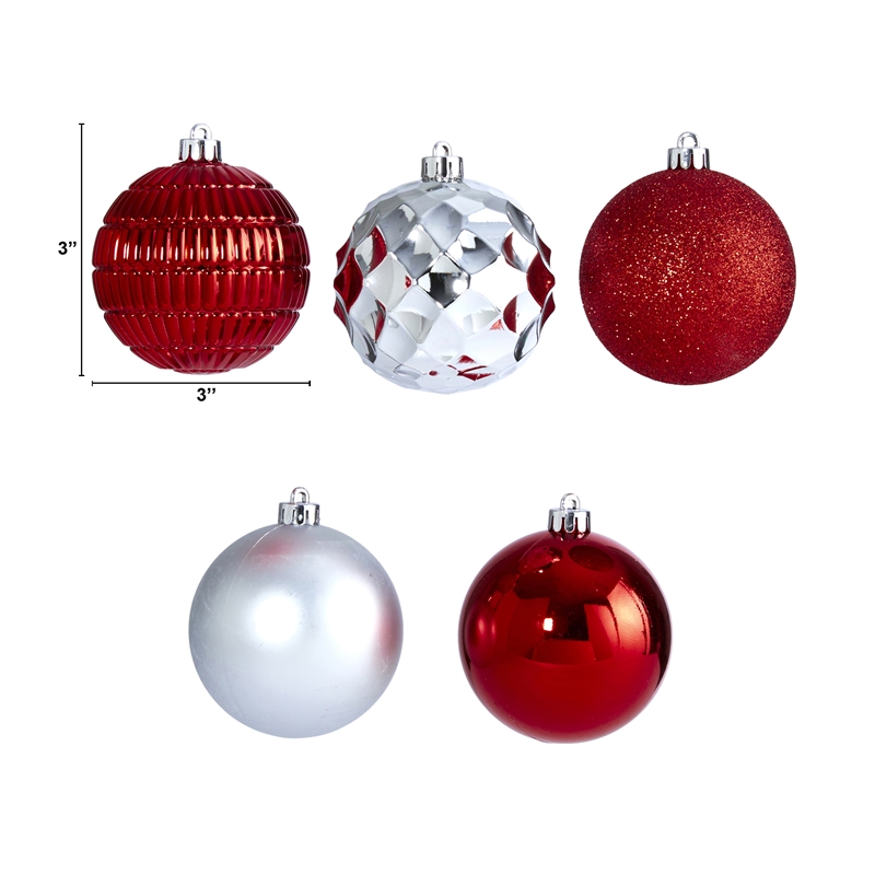 Nearly Natural Holiday Shatterproof 40 Count Christmas Tree Ornament Box Set