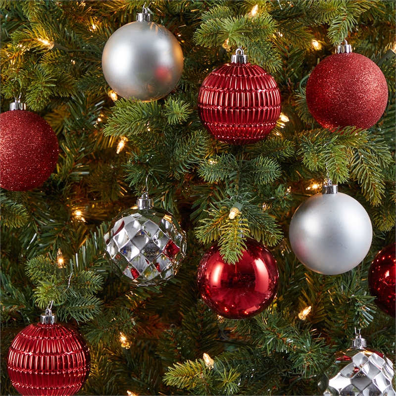 Nearly Natural Holiday Shatterproof 40 Count Christmas Tree Ornament Box Set