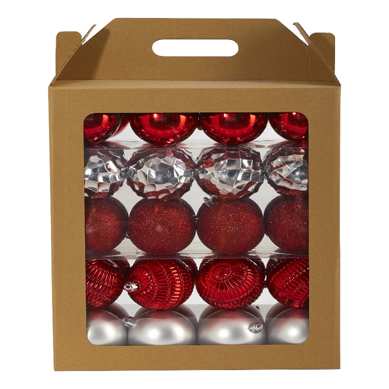 Nearly Natural Holiday Shatterproof 40 Count Christmas Tree Ornament Box Set