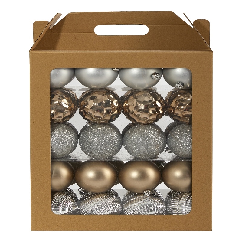 Nearly Natural Holiday Shatterproof 40 Count Christmas Tree Ornament Box Set