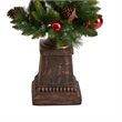 Nearly Natural 5ft Holiday Decorated Lamp Post w/ Christmas Greenery Ornaments