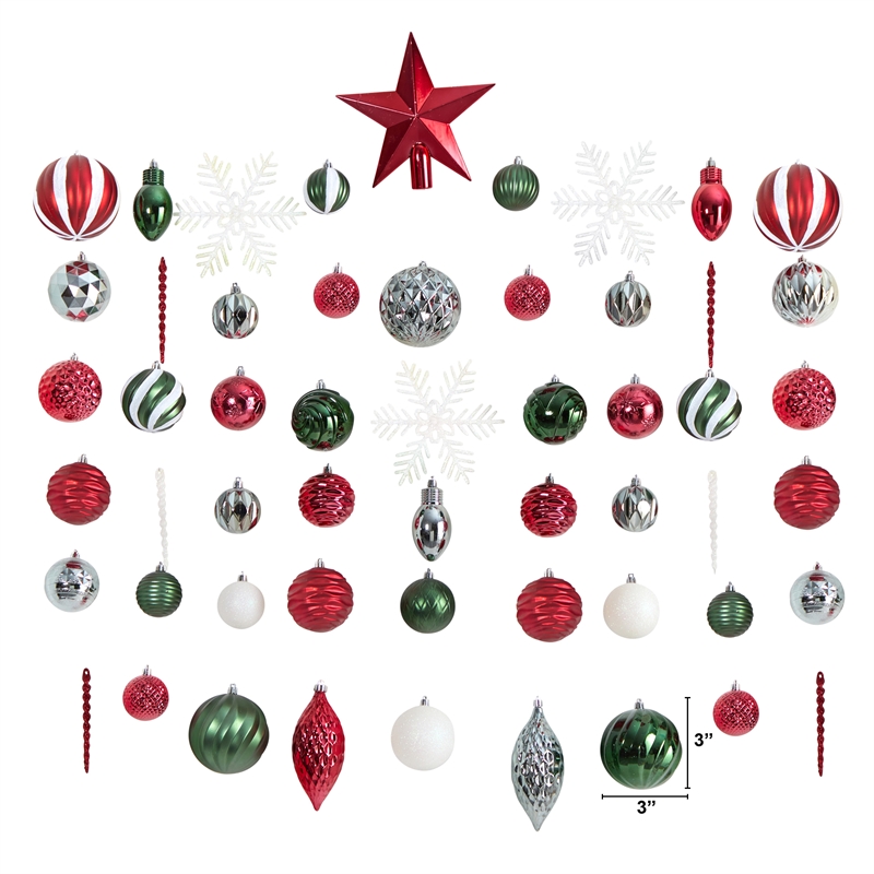 Nearly Natural Holiday Deluxe Shatterproof100 Ct Christmas Tree Ornament BoxSet