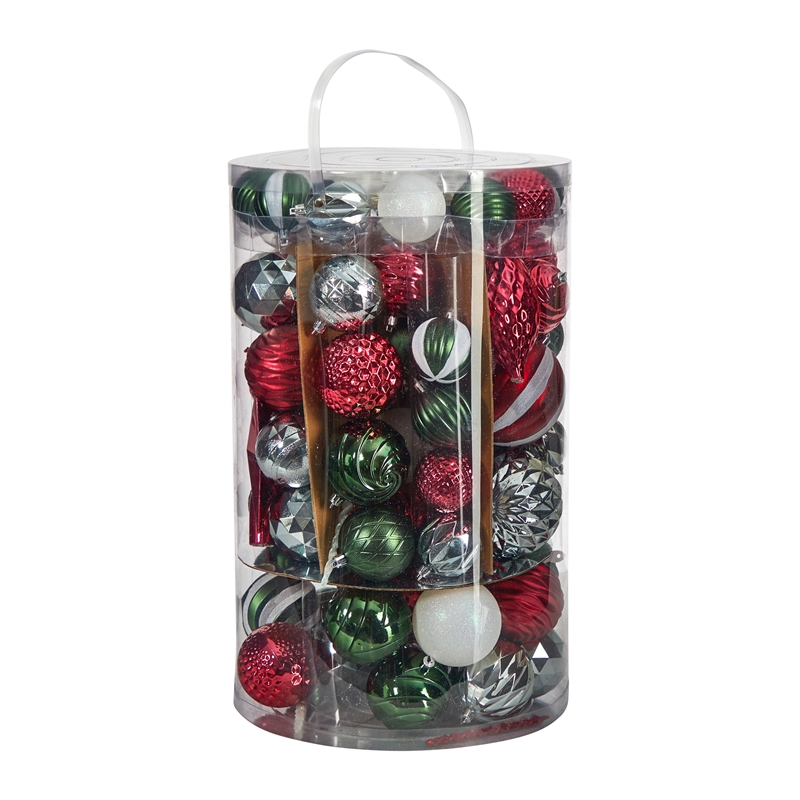 Nearly Natural Holiday Deluxe Shatterproof100 Ct Christmas Tree Ornament BoxSet