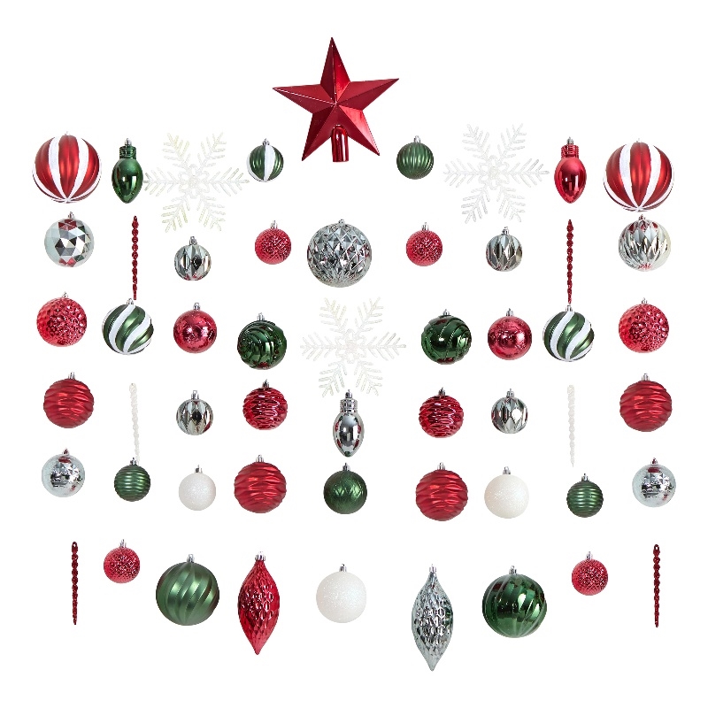 Nearly Natural Holiday Deluxe Shatterproof100 Ct Christmas Tree Ornament BoxSet