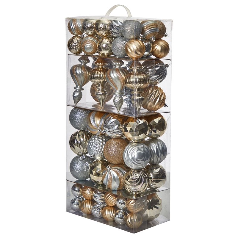 Nearly Natural Holiday Deluxe Shatterproof81 Ct Christmas Tree Ornament Box Set