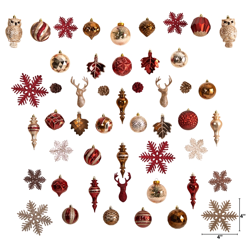 Nearly Natural Holiday Deluxe Shatterproof52 Ct Christmas Tree Ornament Box Set