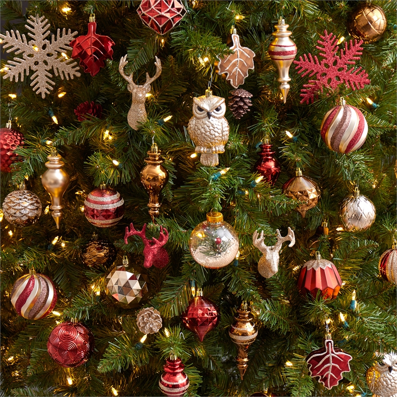 Nearly Natural Holiday Deluxe Shatterproof52 Ct Christmas Tree Ornament Box Set