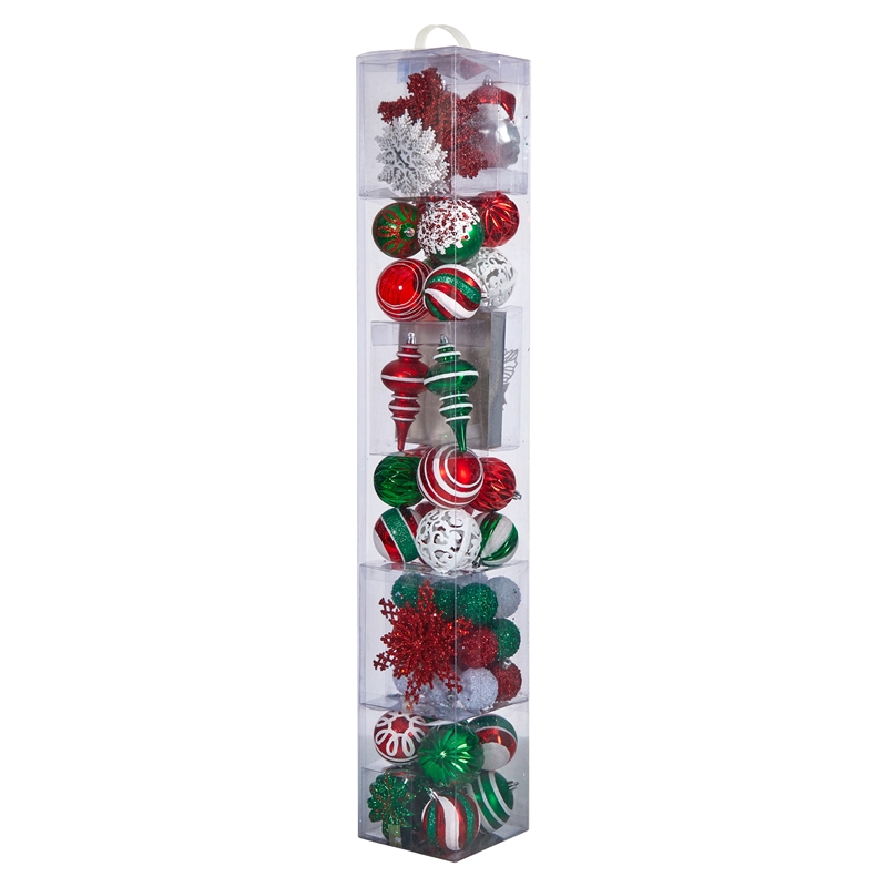 Nearly Natural Holiday Deluxe Shatterproof70 Ct Christmas Tree Ornament Box Set