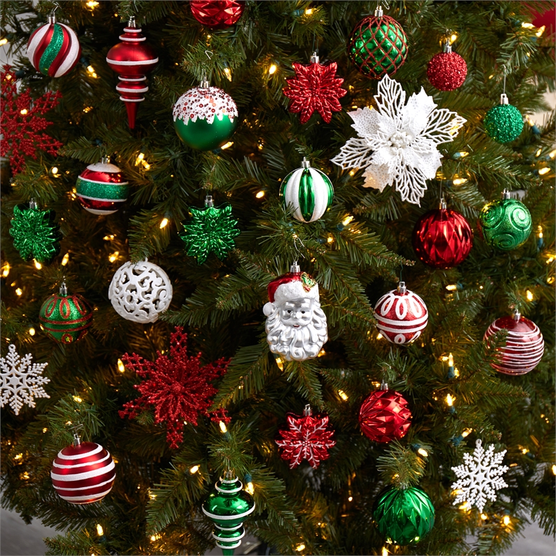 Nearly Natural Holiday Deluxe Shatterproof70 Ct Christmas Tree Ornament Box Set