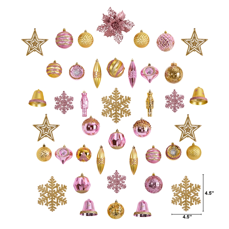 Nearly Natural Holiday Deluxe Shatterproof70 Ct Christmas Tree Ornament Box Set