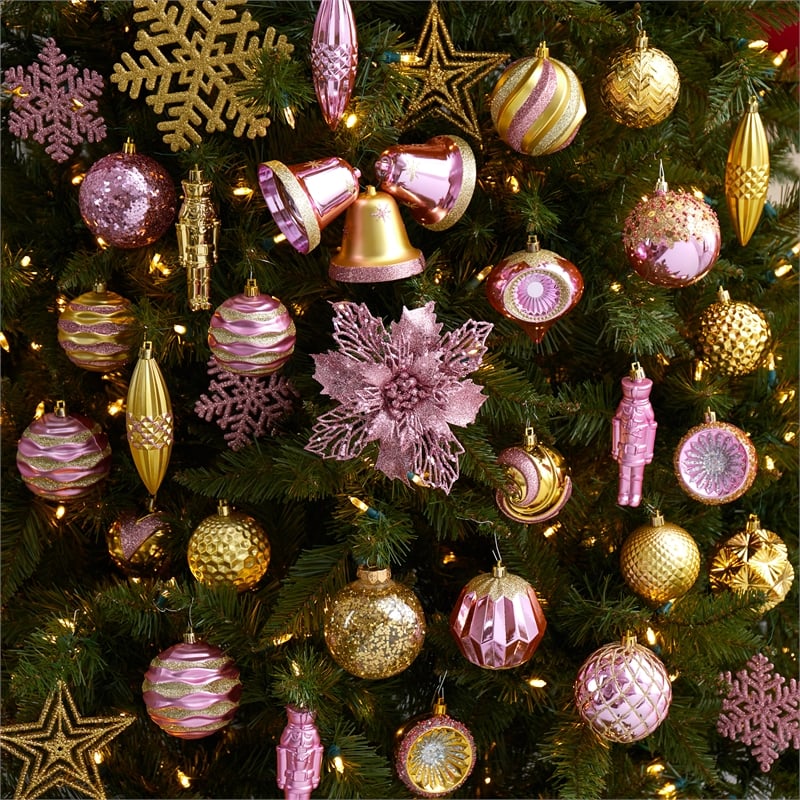 Nearly Natural Holiday Deluxe Shatterproof70 Ct Christmas Tree Ornament Box Set