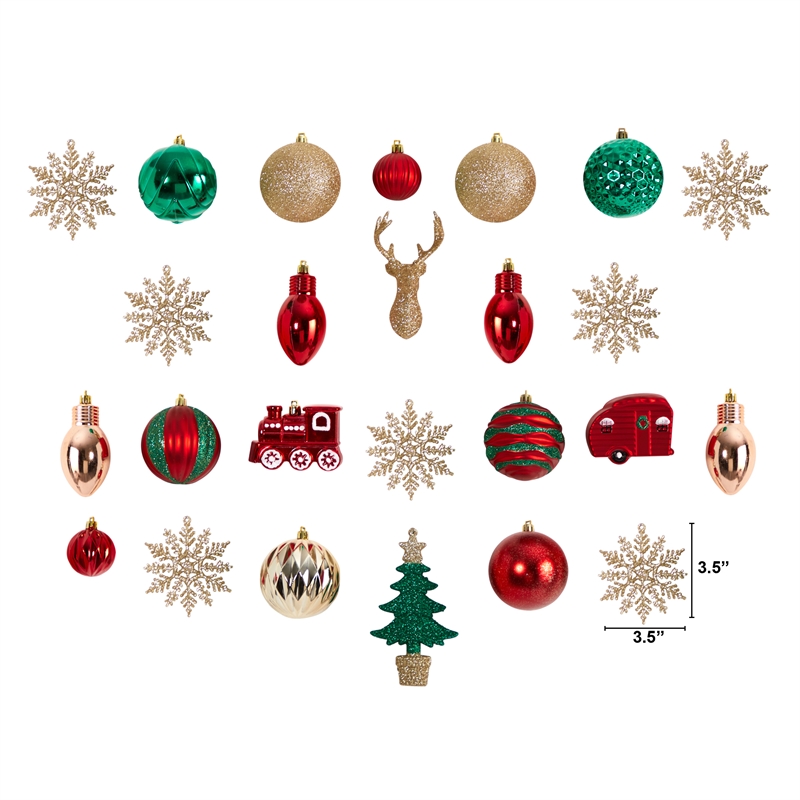 Nearly Natural Holiday Deluxe Shatterproof25 Ct Christmas Tree Ornament Box Set