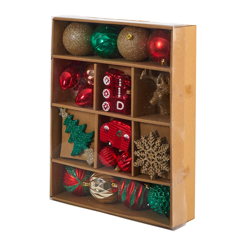 Nearly Natural Holiday Deluxe Shatterproof25 Ct Christmas Tree Ornament Box Set