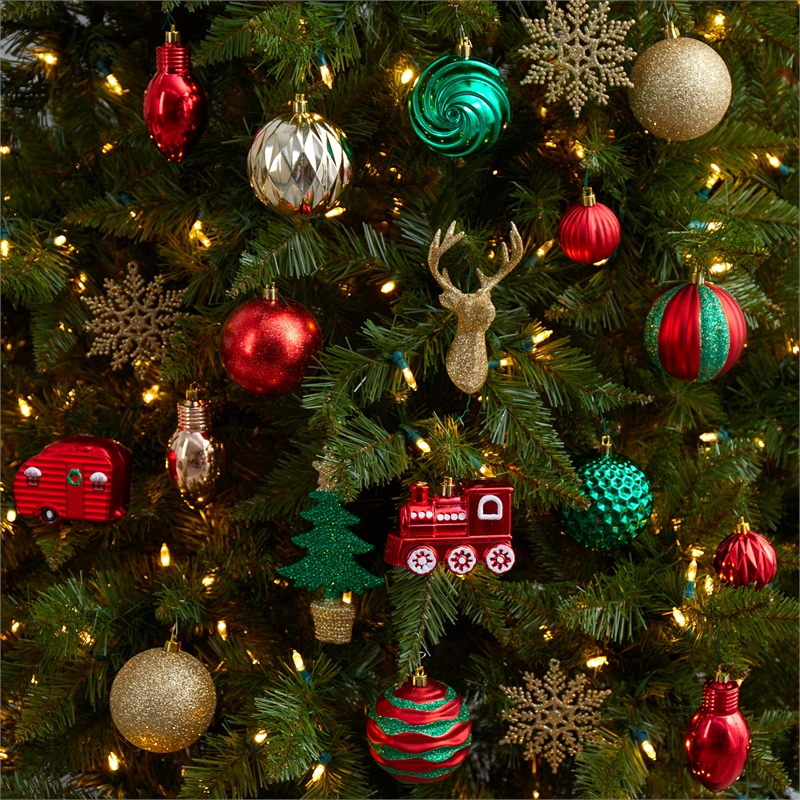 Nearly Natural Holiday Deluxe Shatterproof25 Ct Christmas Tree Ornament Box Set