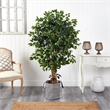 Nearly Natural 5.5ft Palace Ficus Tree in Black/White Jute & Cotton Planter