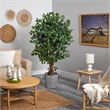 Nearly Natural 5.5ft Palace Ficus Tree in Black/White Jute & Cotton Planter