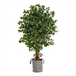 Nearly Natural 5.5ft Palace Ficus Tree in Black/White Jute & Cotton Planter