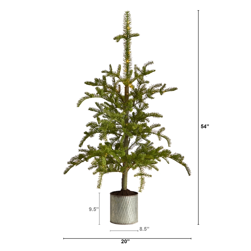 Nearly Natural 4.5ft Pre-Lit Christmas Pine Artificial Tree in Planter