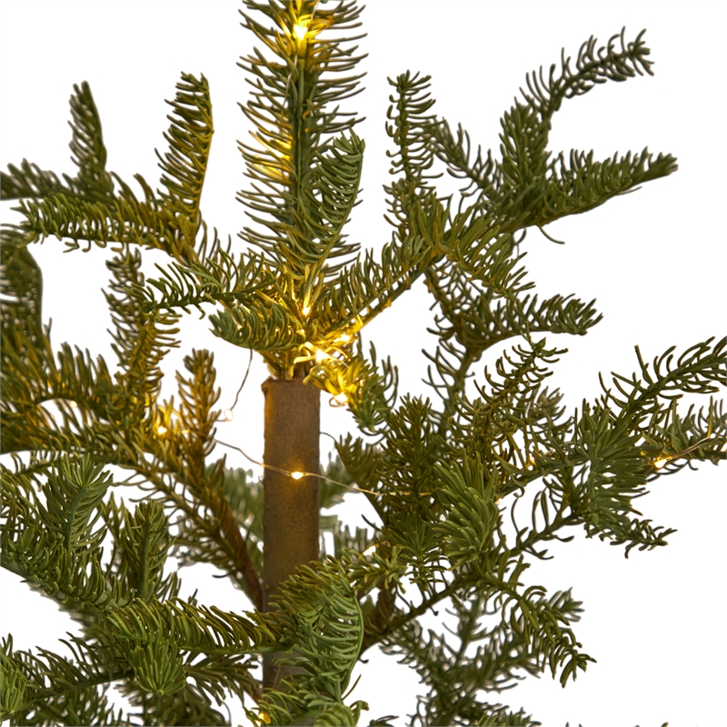 Nearly Natural 4.5ft Pre-Lit Christmas Pine Artificial Tree in Planter