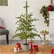 Nearly Natural 4.5ft Pre-Lit Christmas Pine Artificial Tree in Planter