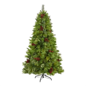 Nearly Natural 6ft Montana Mixed Pine Christmas Tree w/ Pine Cones Berries