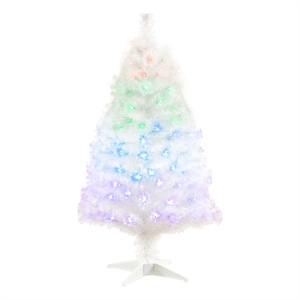 Nearly Natural 4ft White Pre-Lit Fiber Optic Christmas Tree with 120 LED Lights