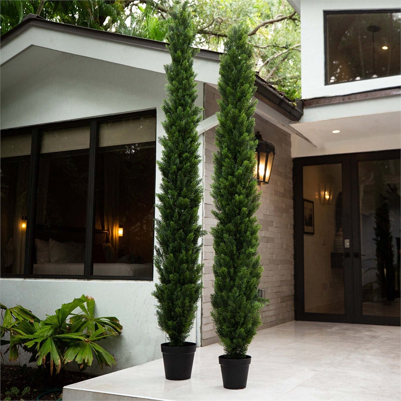 Nearly Natural 9ft UV Resistant Artificial Cedar Pine Tree (Indoor/Outdoor)